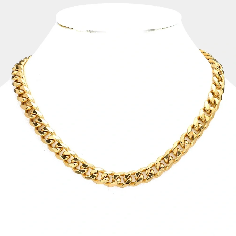 18K Gold Dipped Stainless Steel Cuban Chain Necklace